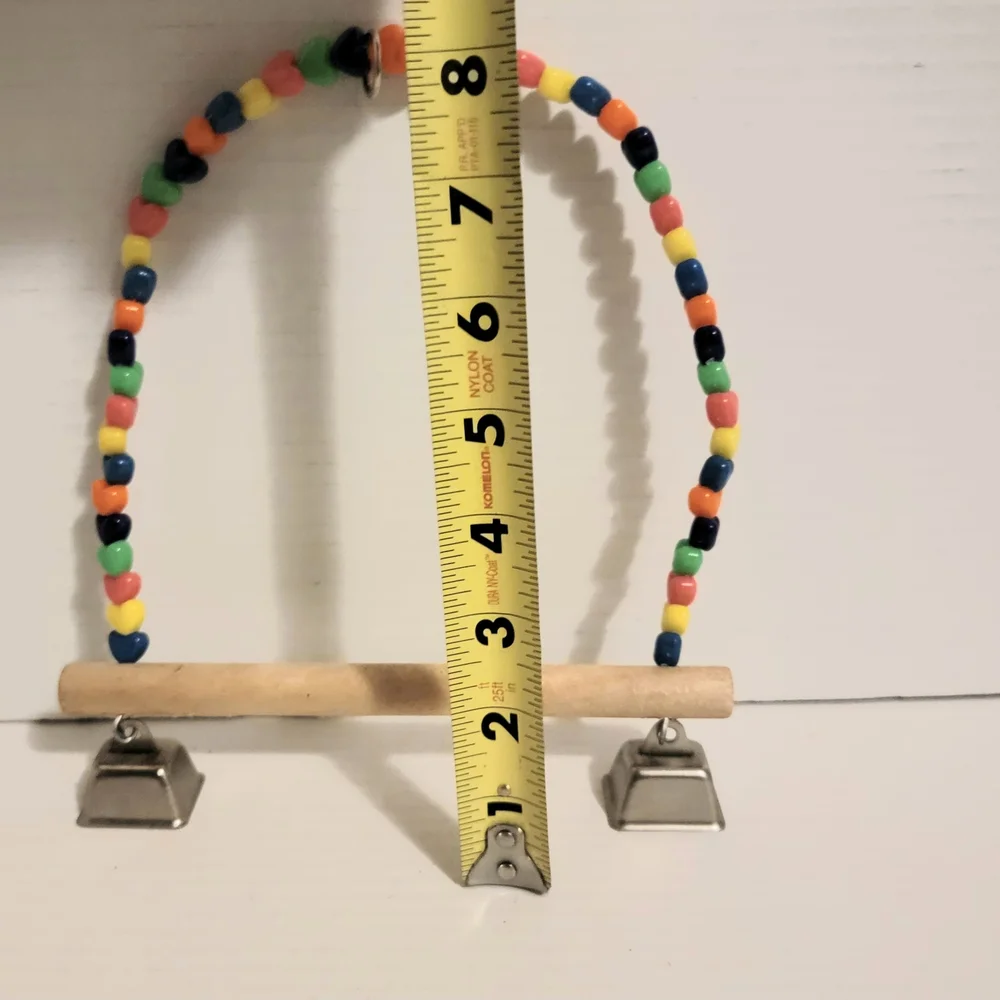 Vibrant Beaded Bird Perch with Bells